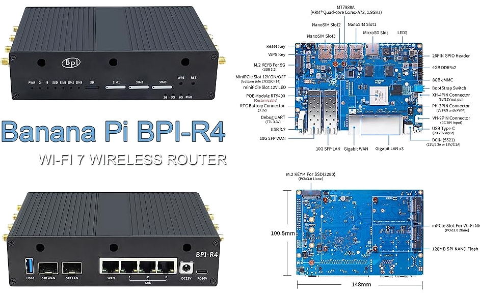 youyeetoo Banana Pi BPI-R4 Metal Case — package contents