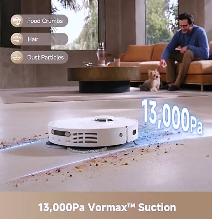 L40s Ultra CE Robot Vacuum and Mop Combo 13000Pa Suction — assembled view