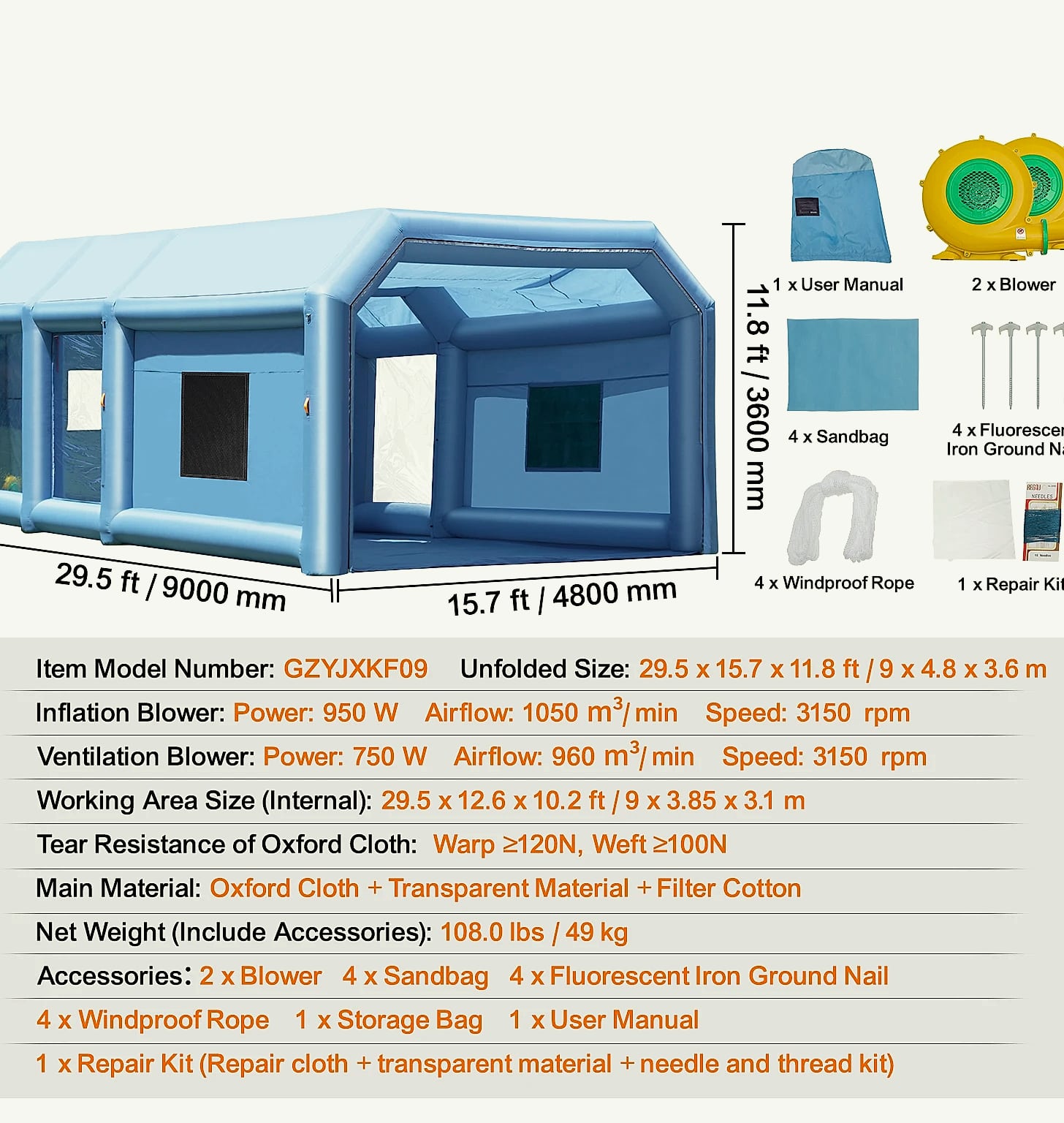 SucceBuy Inflatable Paint Booth with Blowers and Air Filter — scale reference