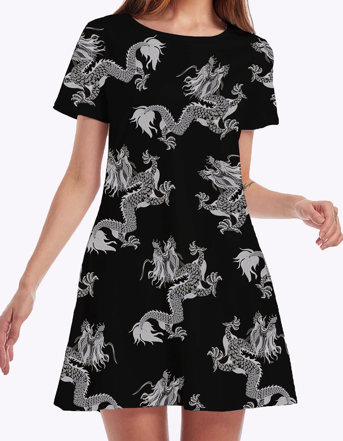 INSTYLISH Women's Casual Print Mini T-Shirt Dress — feature highlights