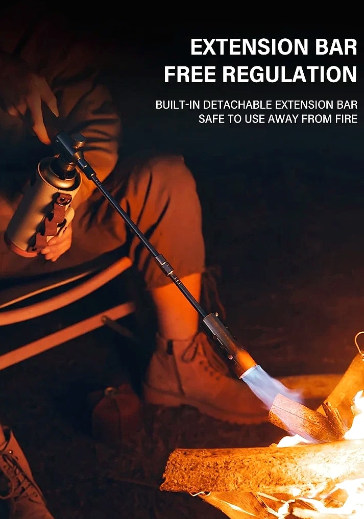 Three-stage Gas Burner Torch with Wood Handle Outdoor — feature highlights