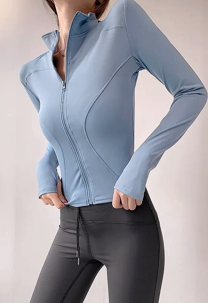 Women's Quick Dry Yoga Jacket Long Sleeve Zip Running Top — build progress
