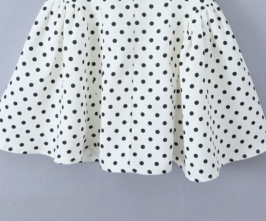 Yenkye French Style Polka Dot Halter Mini Dress — assembled view