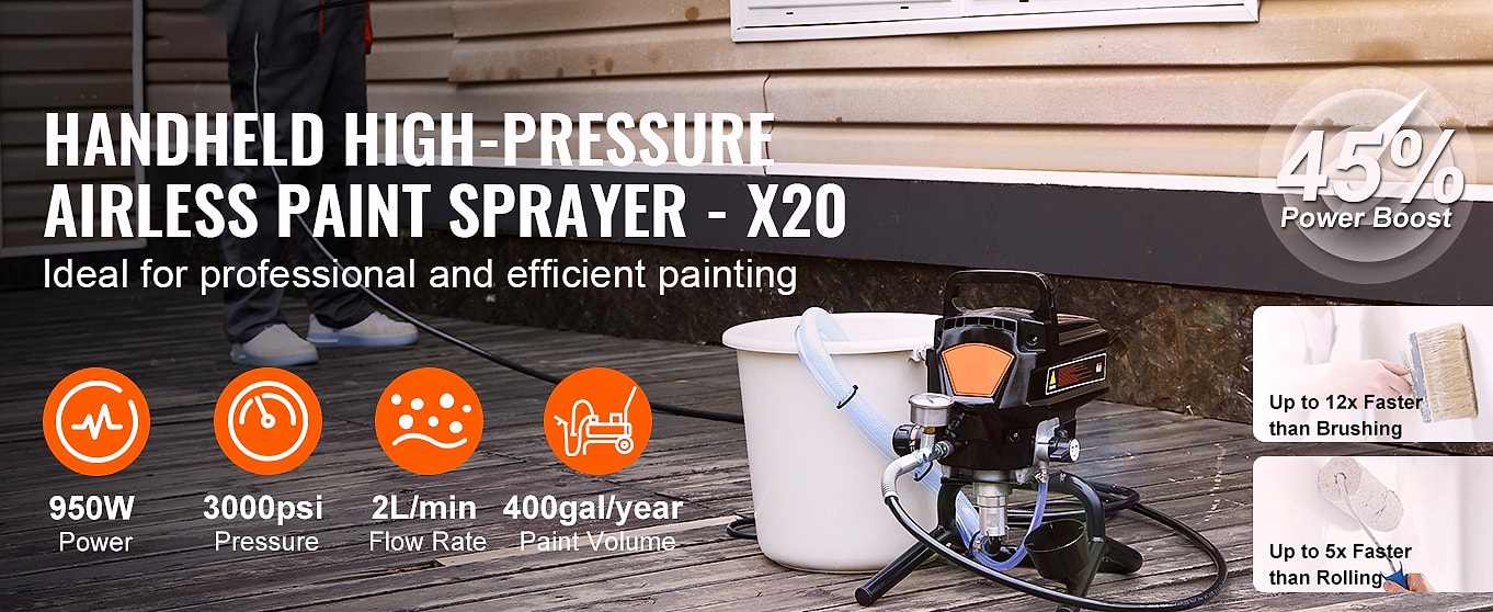 SucceBuy 950W Airless Paint Sprayer, 3000PSI Electric — assembled view