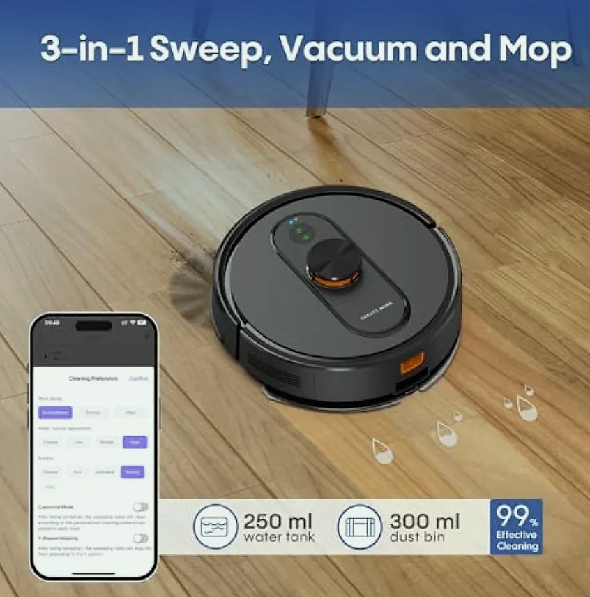 SHXI Robot Vacuum and Mop with LiDAR Mapping — feature highlights