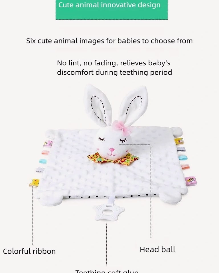 Datgo Elephant Baby Comforter Blanket with Rattle Toy — side view