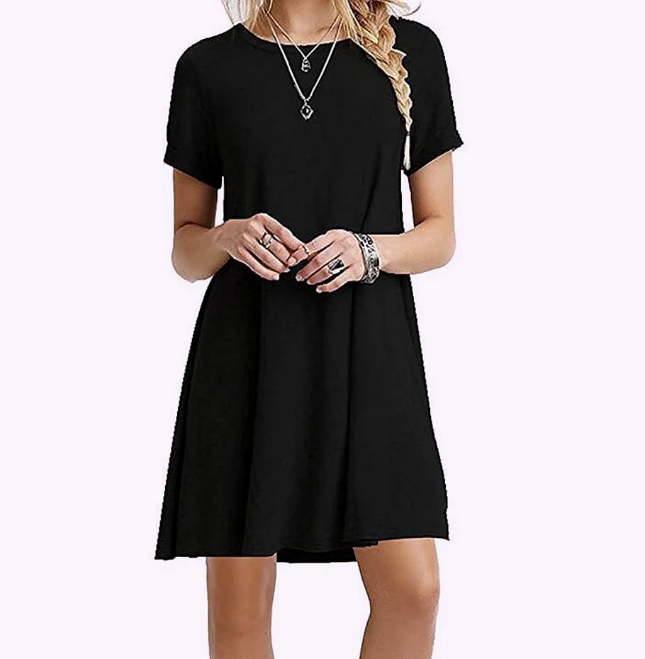 INSTYLISH Women's Casual Print Mini T-Shirt Dress — parts overview