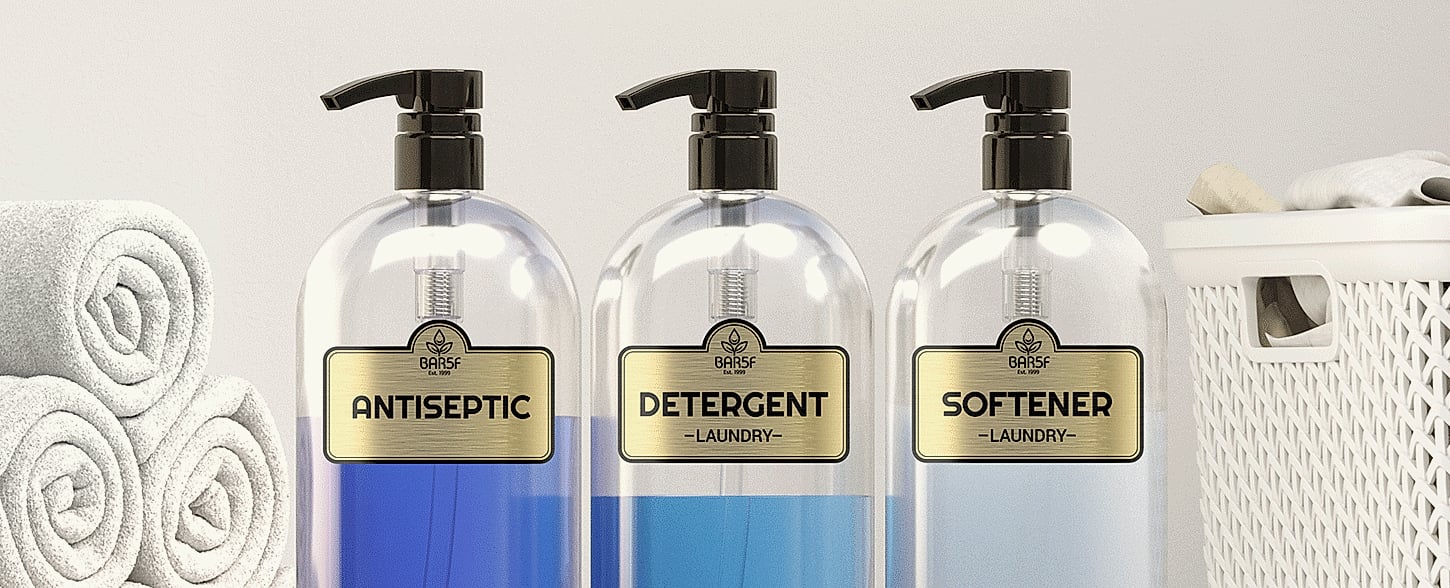 Bar5F Shampoo Conditioner Pump Dispenser, 1L Bottle, 2 Pack — scale reference