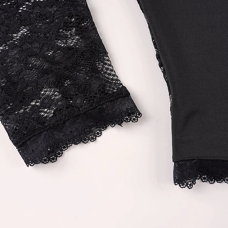 Lace-trimmed Patchwork Long-sleeve Top with Square Neck — build progress