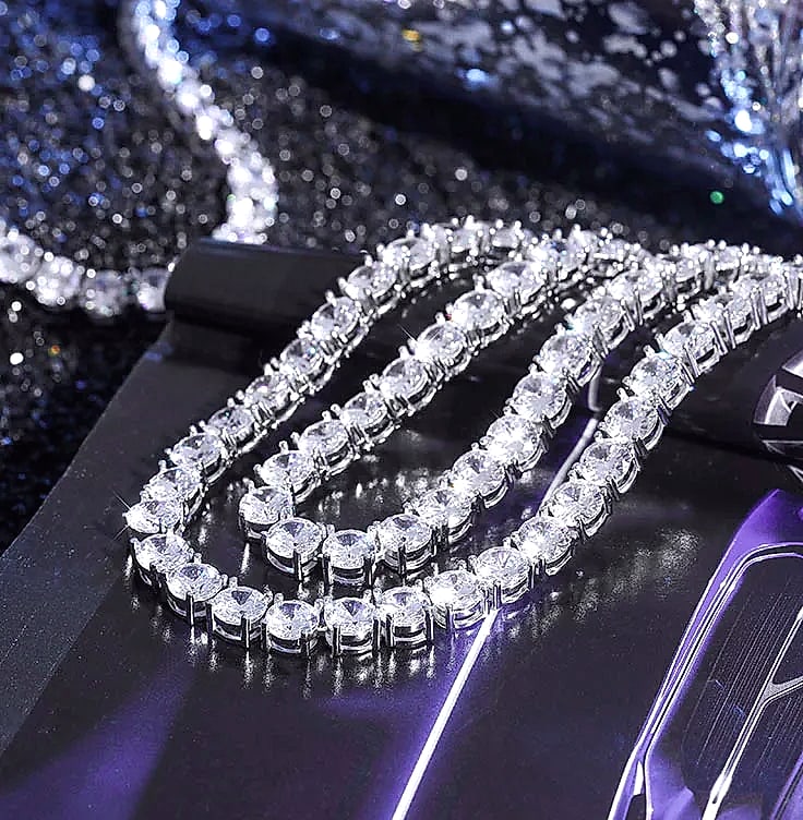 TOPGRILLZ 925 Sterling Silver CZ Tennis Chain Necklace — assembled view