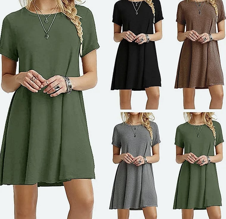 INSTYLISH Women's Casual Print Mini T-Shirt Dress — package contents