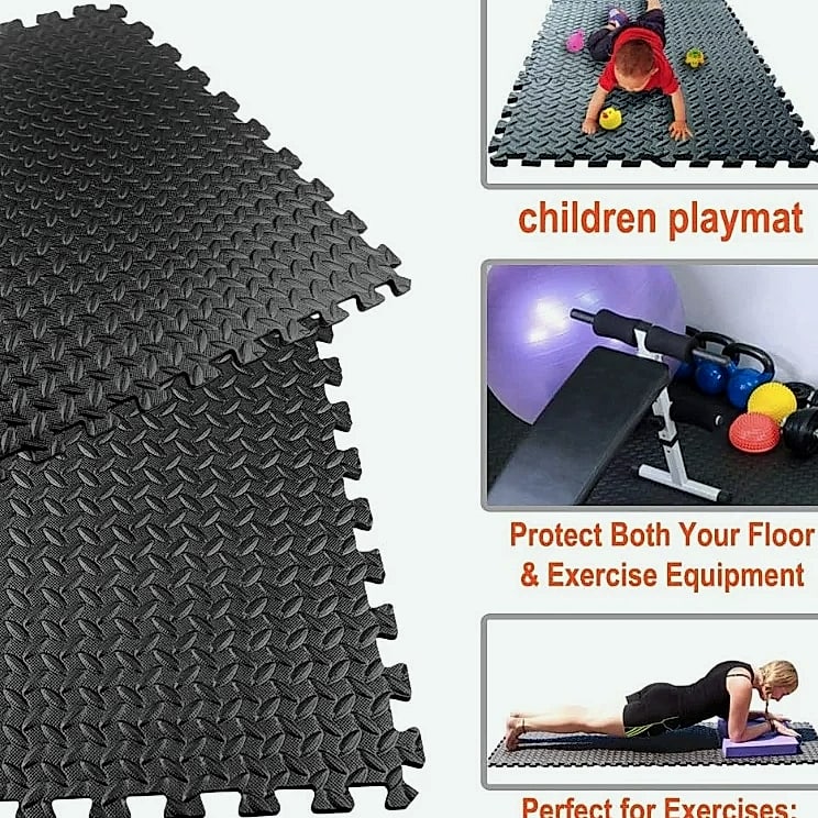 DHDH 30x30cm EVA Foam Gym Mat, 16-Piece Interlocking Floor — assembled view