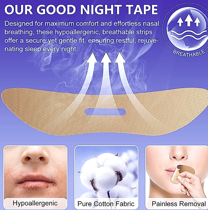Anti-Snoring Sleep Strips, 50-Count Mouth Seal Tape — size comparison