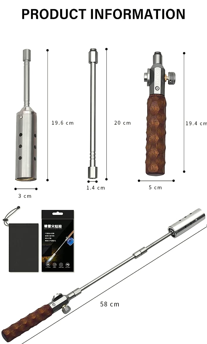 Three-stage Gas Burner Torch with Wood Handle Outdoor — interior detail