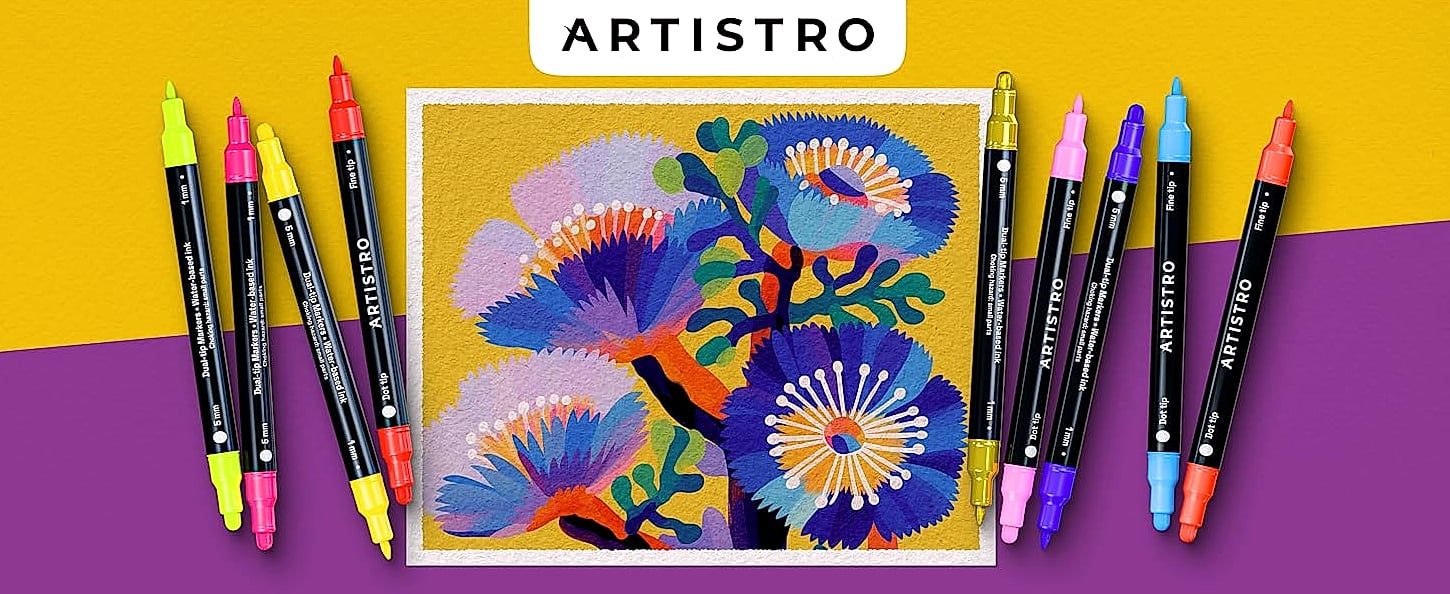 ARTISTRO 36 Dual-Tip Acrylic Paint Markers for Art and — close-up details