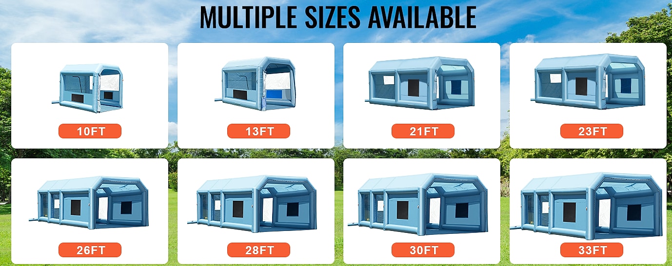 SucceBuy Inflatable Paint Booth with Blowers and Air Filter — parts overview