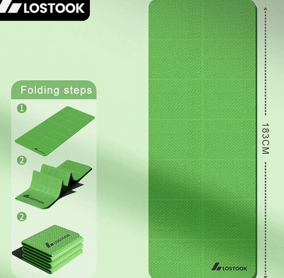 Lostook 4mm TPE Foldable Yoga Mat for Home Workouts — parts overview