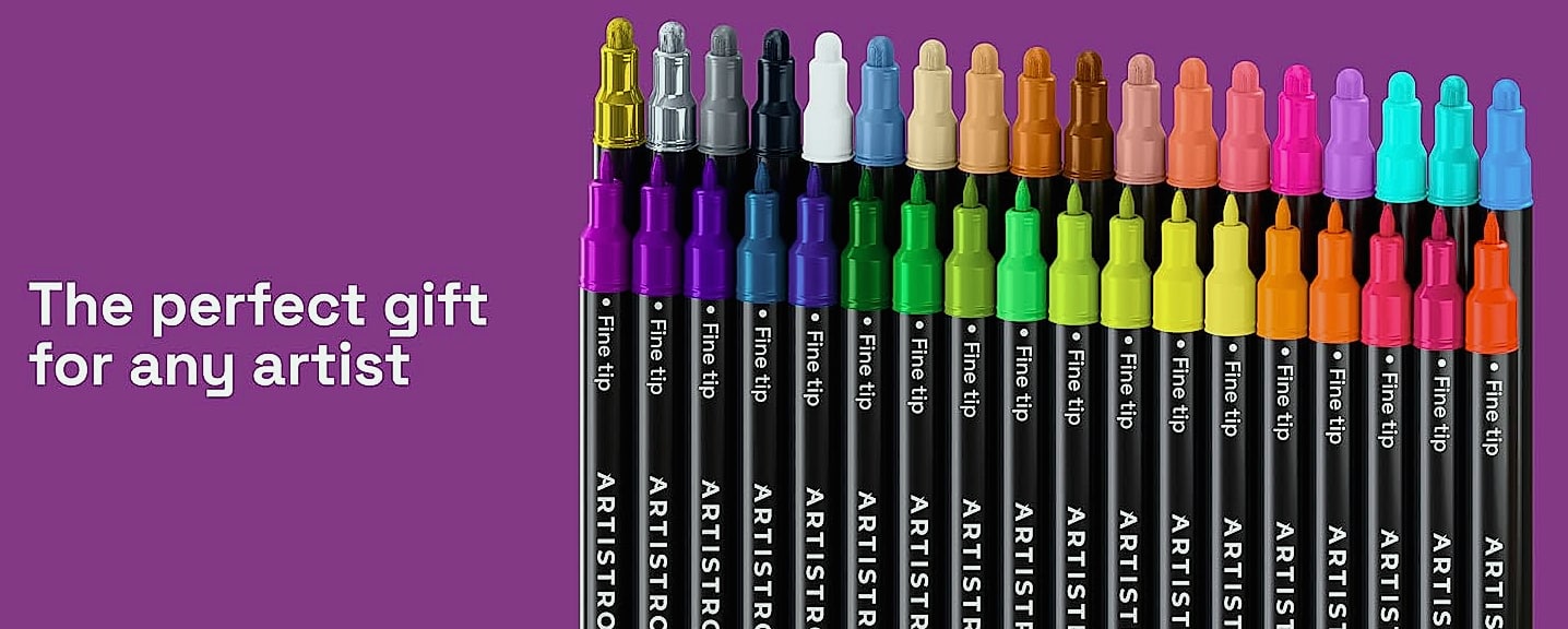 ARTISTRO 36 Dual-Tip Acrylic Paint Markers for Art and — side view