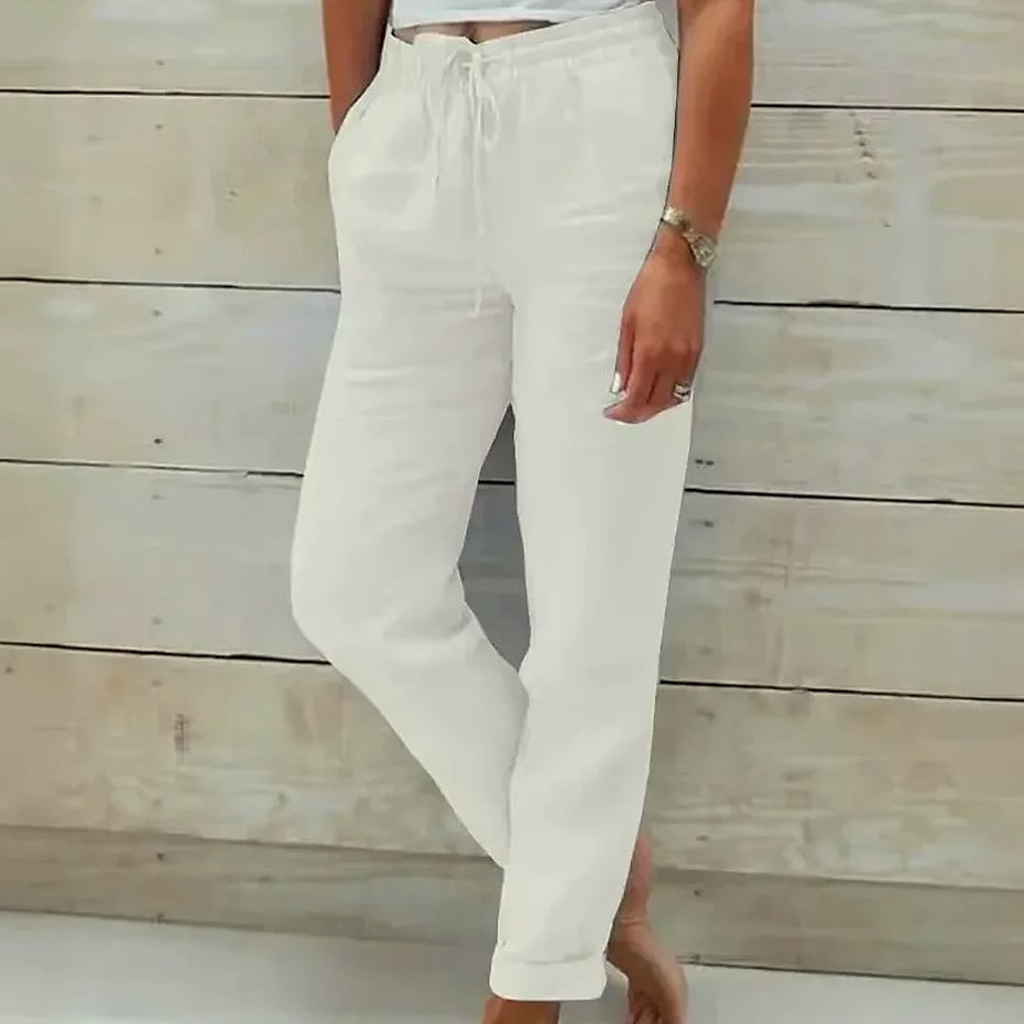 BAVFD Women's Cotton Linen Casual Pants Elastic Waist — feature highlights