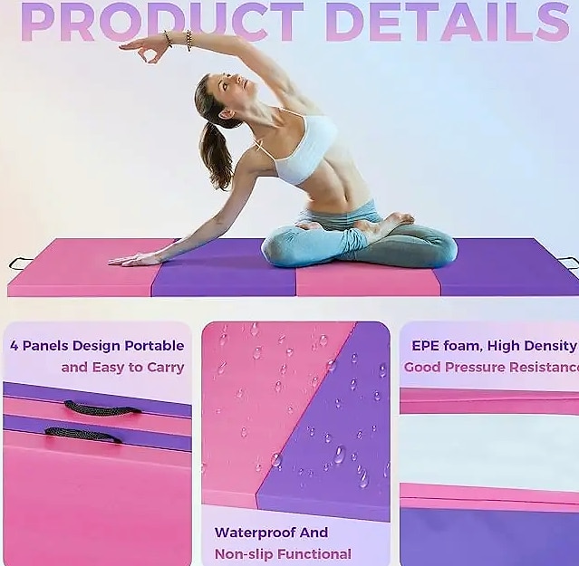 HiMISS Folding Tumbling Mat Four Panel Floor Cushion — side view