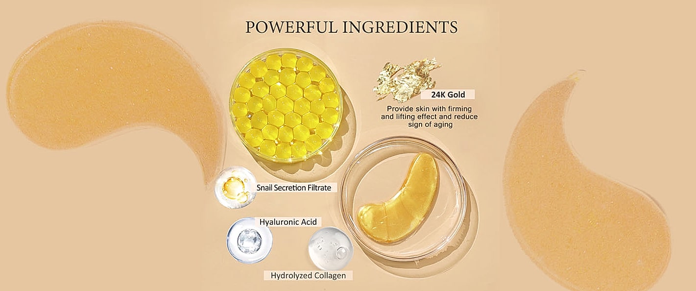 PEAUAMIE Under Eye Patches Gold Hyaluronic Acid 30 Pairs — feature highlights