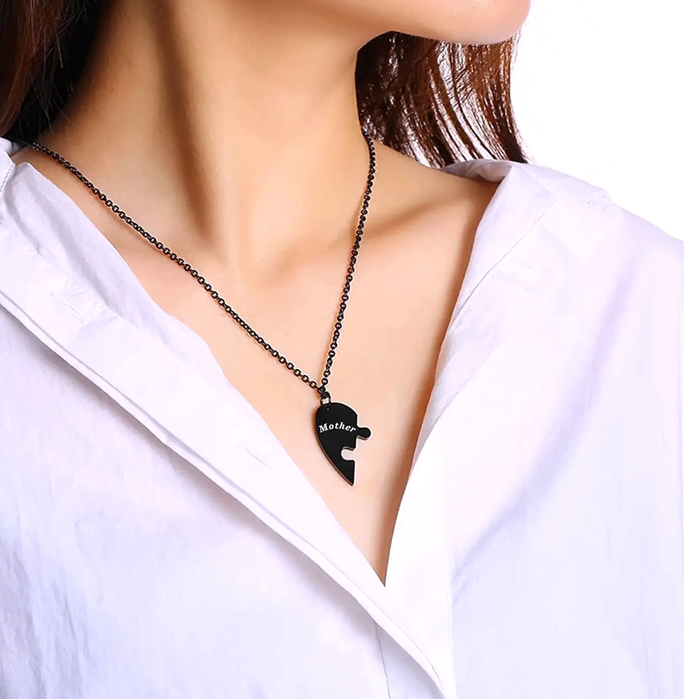 AEHOME Mother and Son Matching Heart Pendant Necklace Set — feature highlights