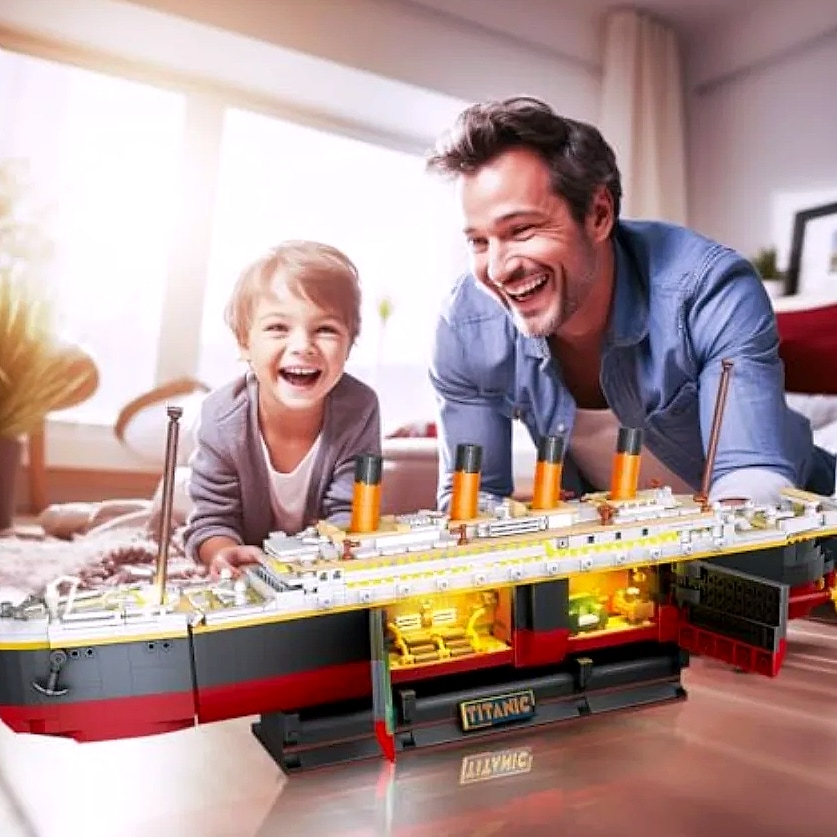 Titanic Ship 1883-Piece Building Block Set with Light — scale reference