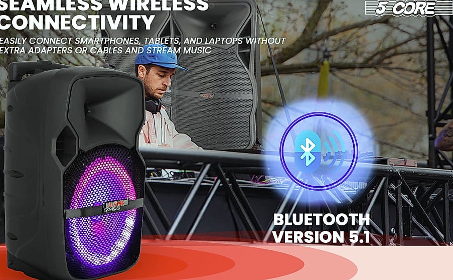 5 Core 400W DJ PA Speaker System with 2 Wireless Mics — feature highlights