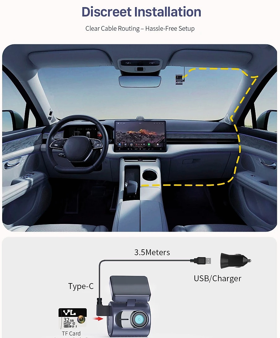 KAWA MINI 3 Pro 2K Dash Cam with WiFi and Voice Control — package contents