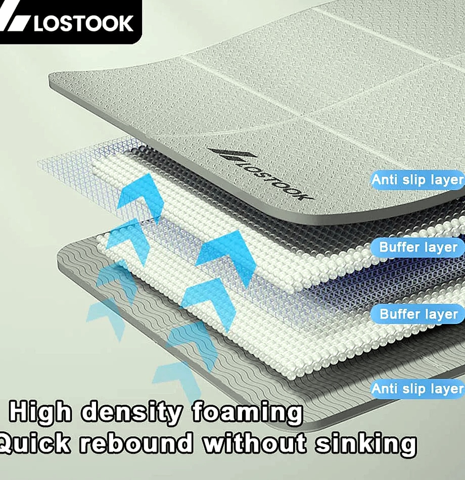 Lostook 4mm TPE Foldable Yoga Mat for Home Workouts — assembled view