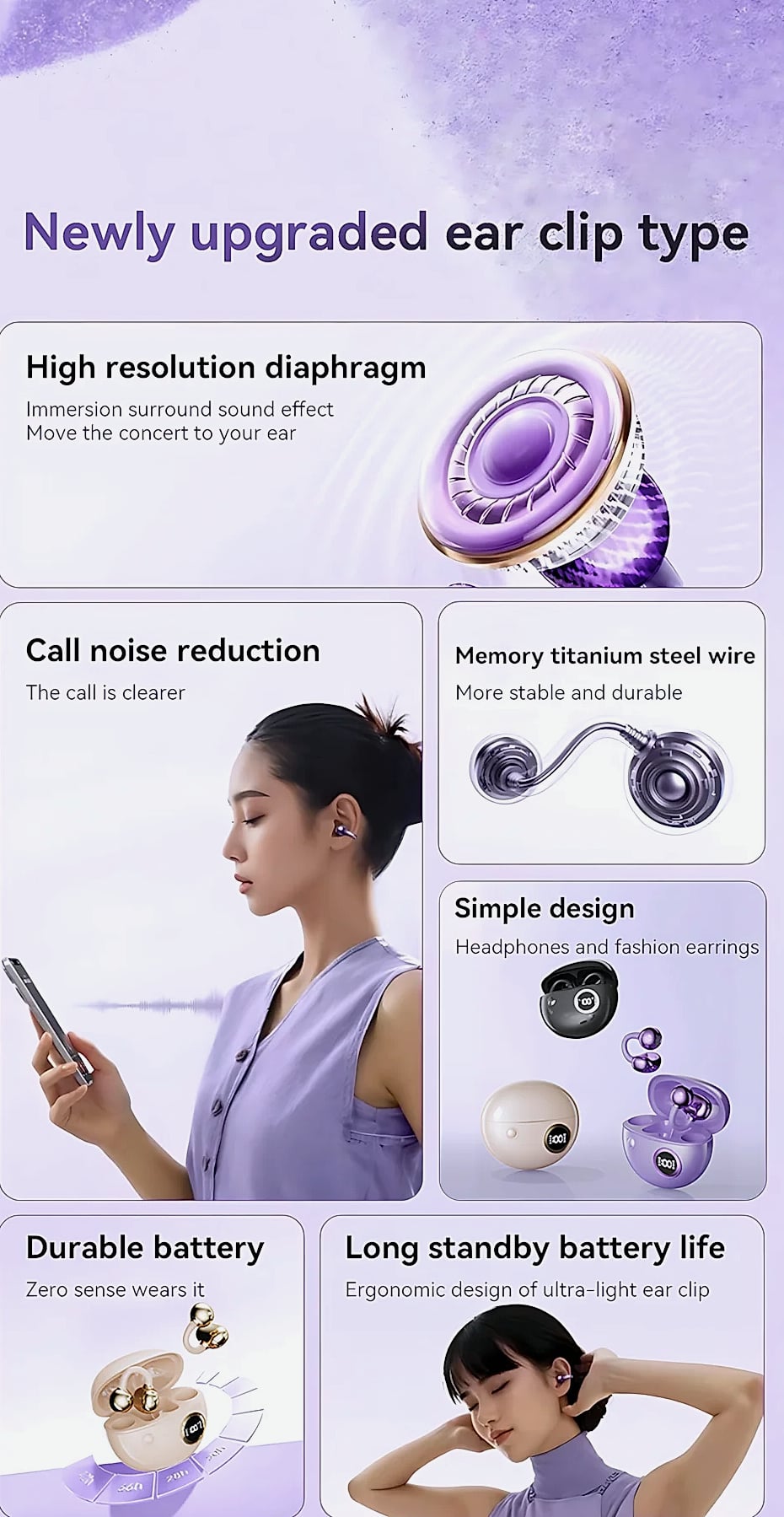 Wireless Ear Clip Bluetooth Headset with 13mm Driver — assembled view