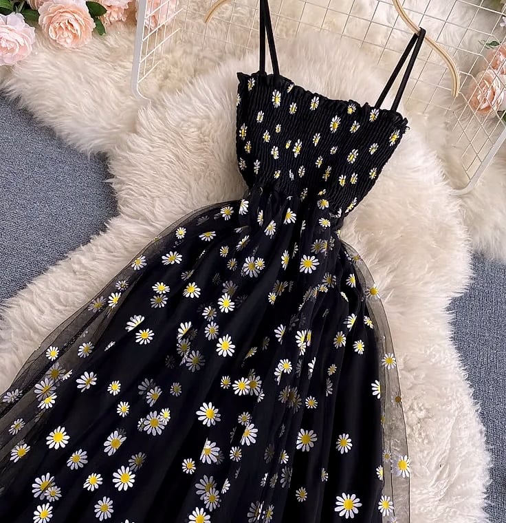 YUOOMUOO Women's Floral Print Mesh Party Dress — side view