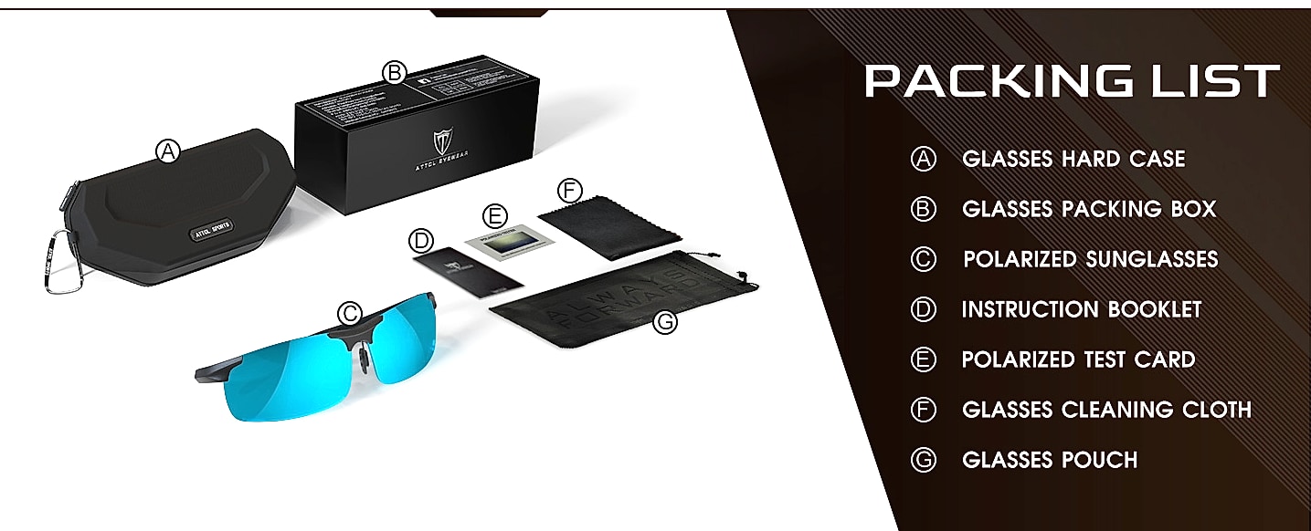 ATTCL Polarized Sunglasses Men Sports Wrap Around UV — package contents