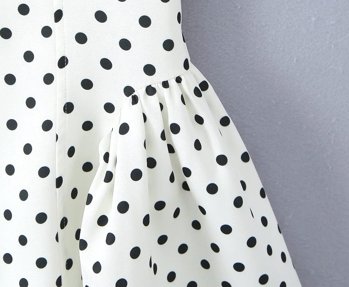 Yenkye French Style Polka Dot Halter Mini Dress — package contents