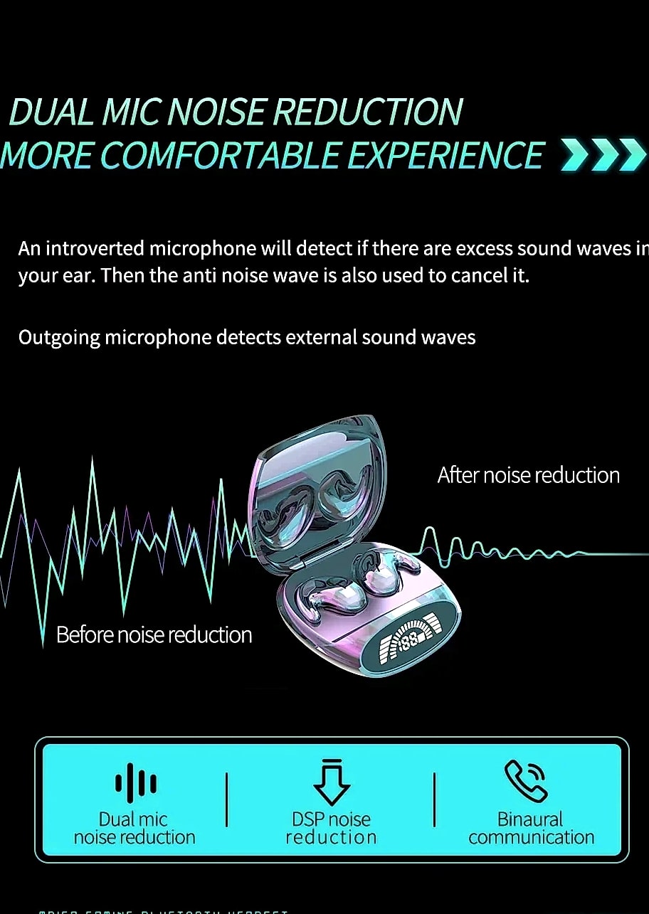 AyeBeau Wireless Bluetooth 5.3 Earbuds Noise Cancelling TWS — side view
