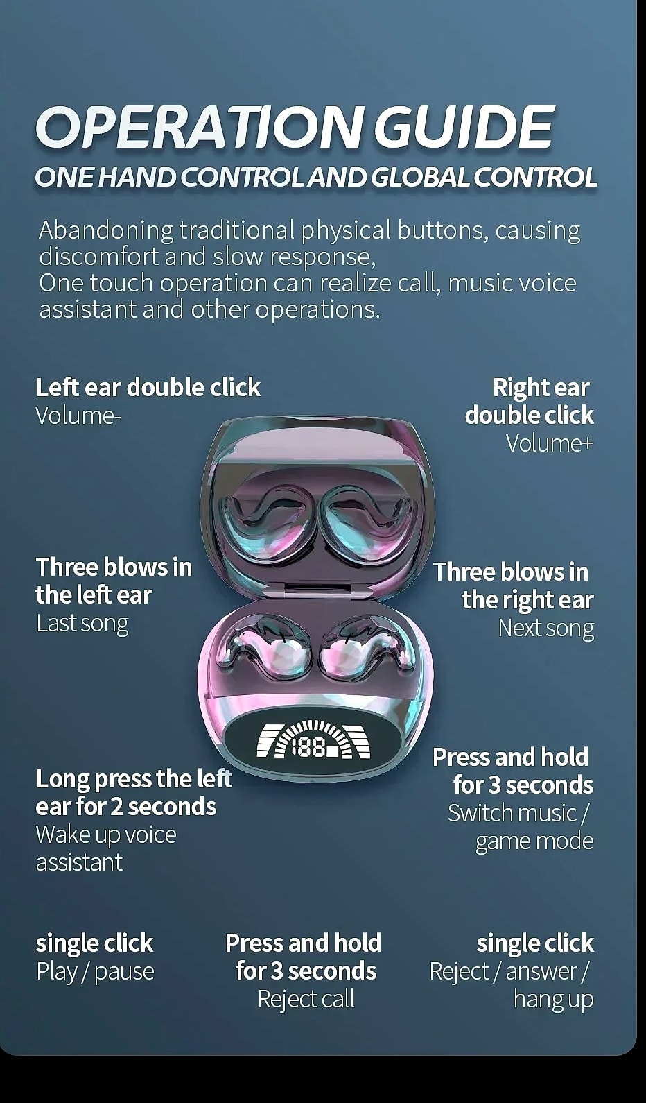 AyeBeau Wireless Bluetooth 5.3 Earbuds Noise Cancelling TWS — size comparison