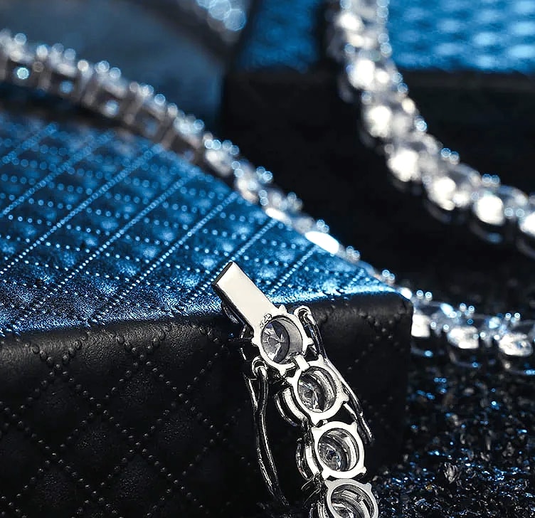 TOPGRILLZ 925 Sterling Silver CZ Tennis Chain Necklace — close-up details