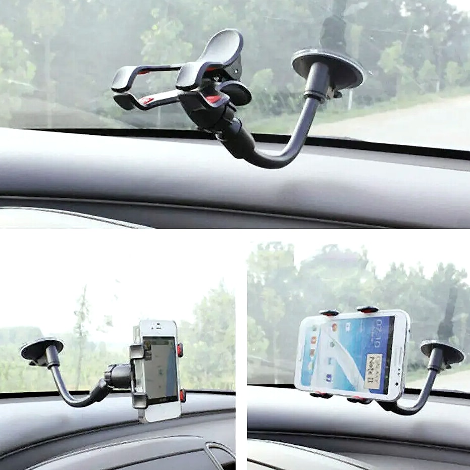 360 Degree Car Windshield Mount Phone Holder Suction Cup — assembled view