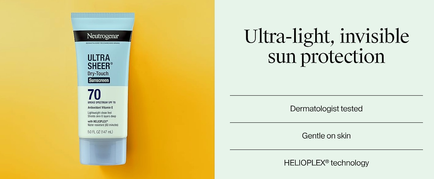 Neutrogena Ultra Sheer Dry-Touch Sunscreen Lotion SPF 70 — package contents