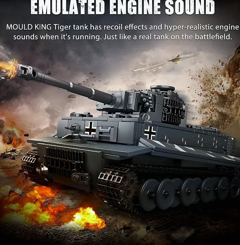 Mould King MOC Tiger Tank Building Blocks Military Vehicle — close-up details