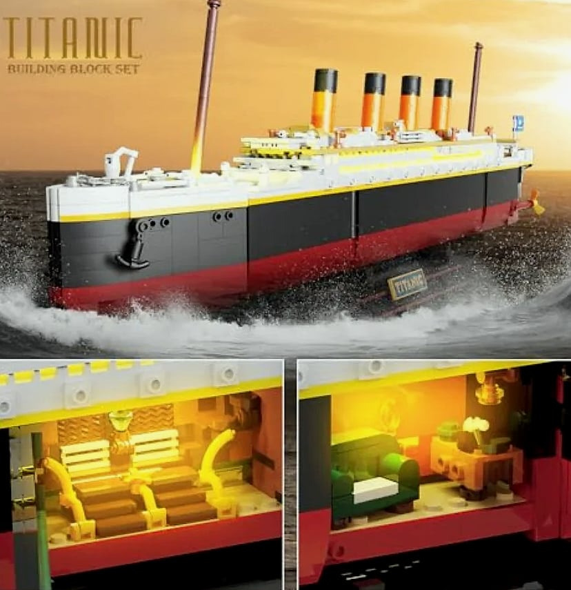 Titanic Ship 1883-Piece Building Block Set with Light — close-up details