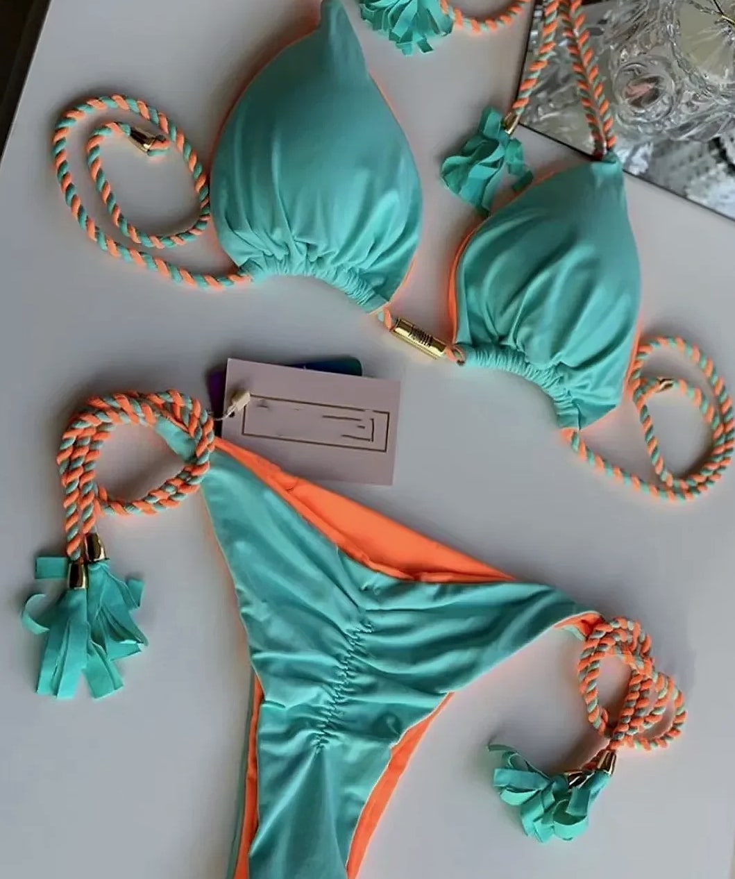 Women's Backless Triangle Bikini Swimsuit — parts overview
