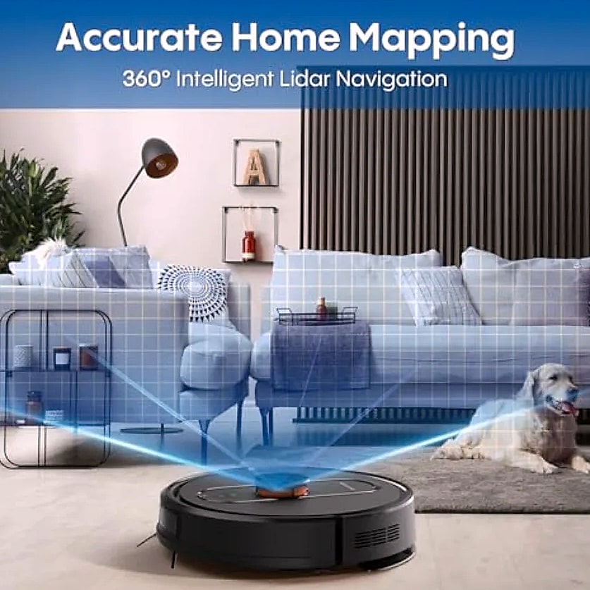 SHXI Robot Vacuum and Mop with LiDAR Mapping — close-up details