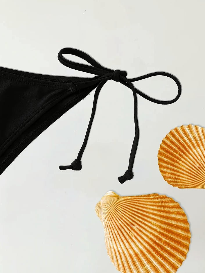 2-Piece Triangle Bikini Swimsuit Set with String Detail — feature highlights