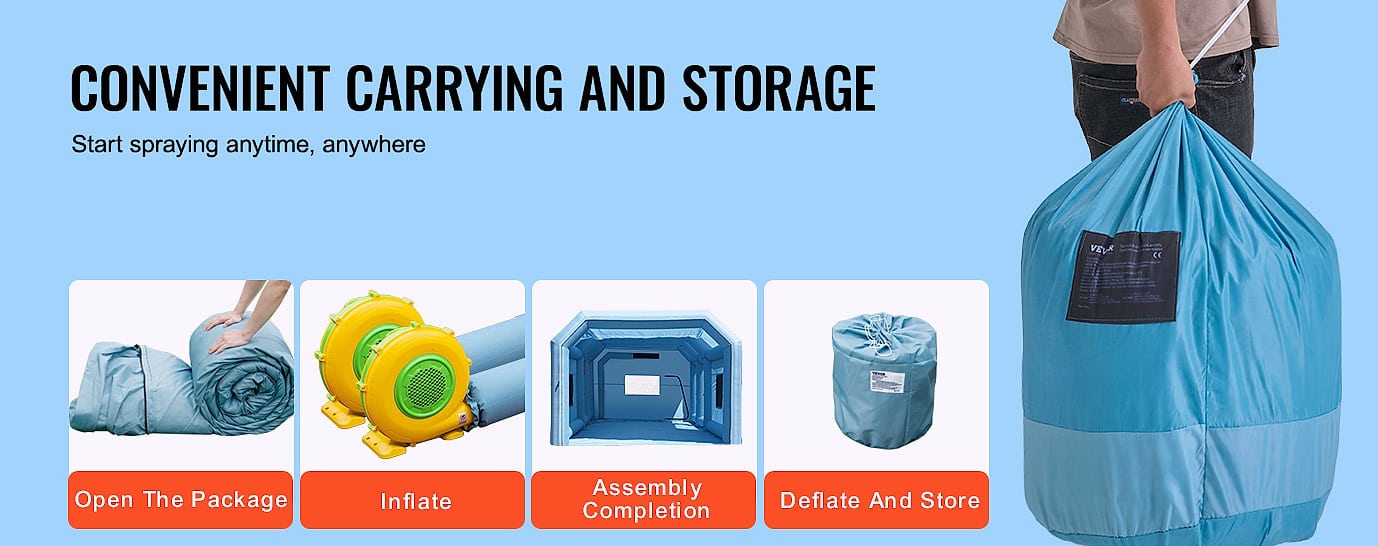 SucceBuy Inflatable Paint Booth with Blowers and Air Filter — feature highlights