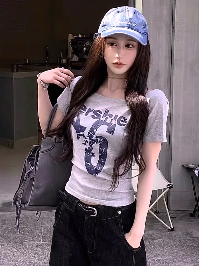 ZOYLEIR Y2K Off-Shoulder Crop Top Women Short Sleeve — parts overview