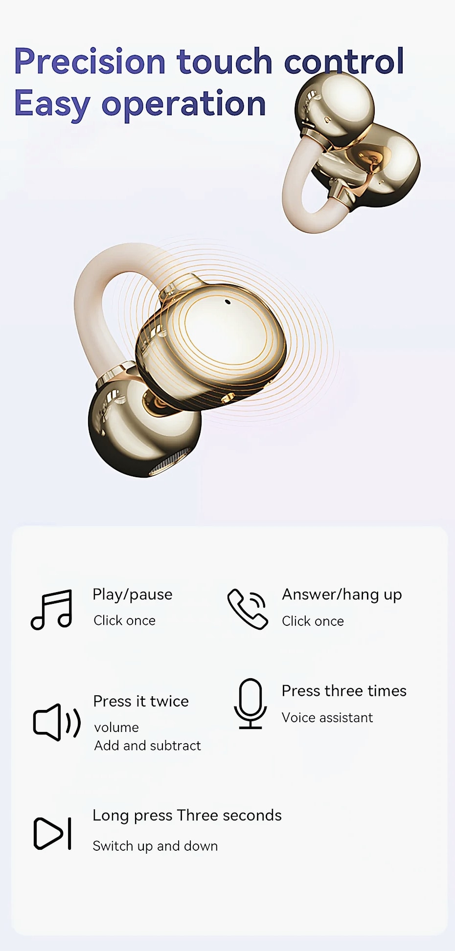 Wireless Ear Clip Bluetooth Headset with 13mm Driver — interior detail