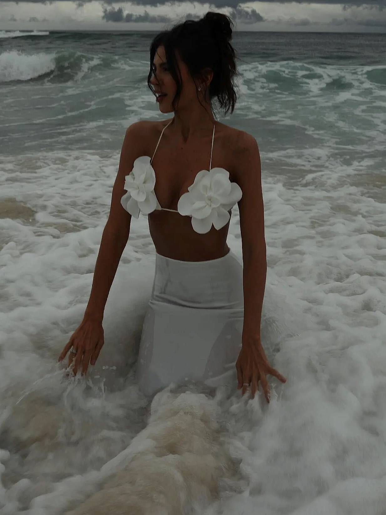 Ashgaily Bandage Bikini Swimsuit with A-Line Skirt 3-Piece — scale reference