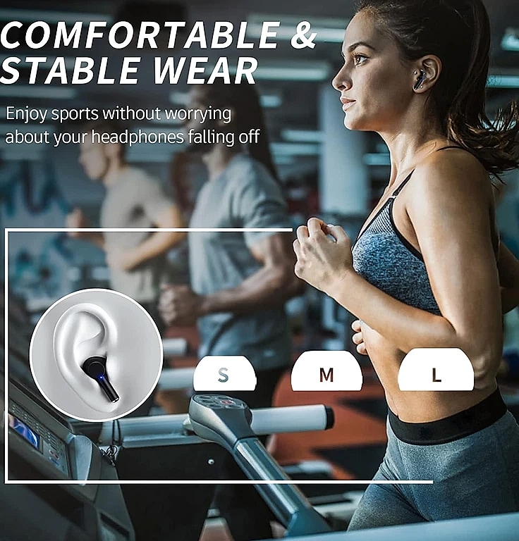 UYUXIO Bluetooth 5.3 Wireless Earbuds with 60H Playback — side view