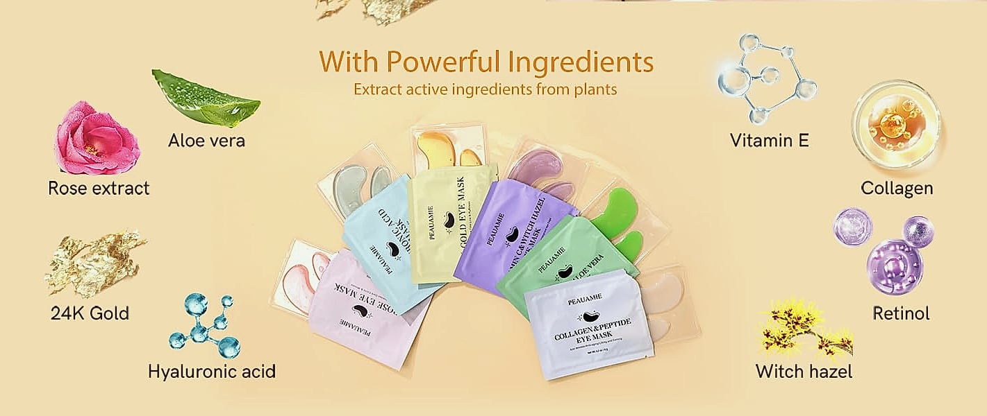 PEAUAMIE Under Eye Patches Gold Hyaluronic Acid 30 Pairs — scale reference